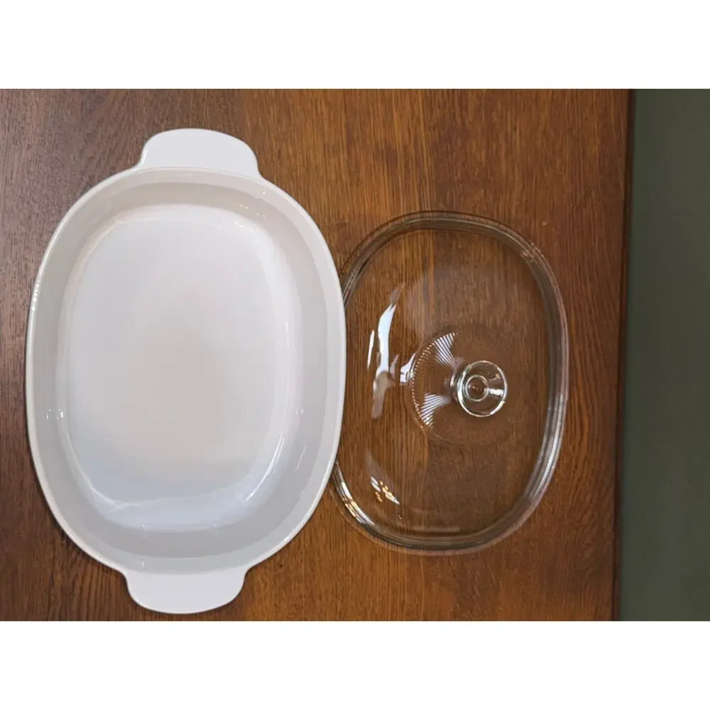 CorningWare Oceanview French White 4QT Roaster Casserole F-14-B W/ Pyrex Lid